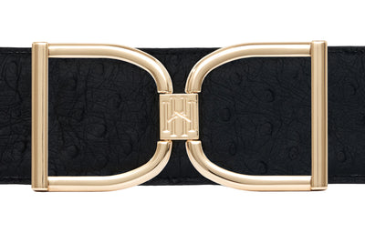 Icon Equestrian Belt - Black Ostrich with Classic Black Band - RM