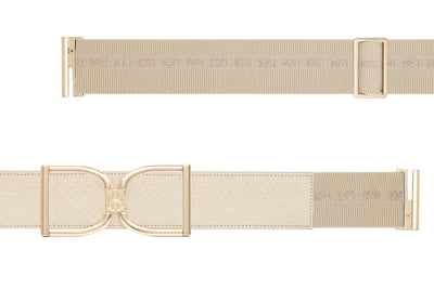 Icon Equestrian Belt - Ivory Snake with Ivory & Gold Stripe - RM