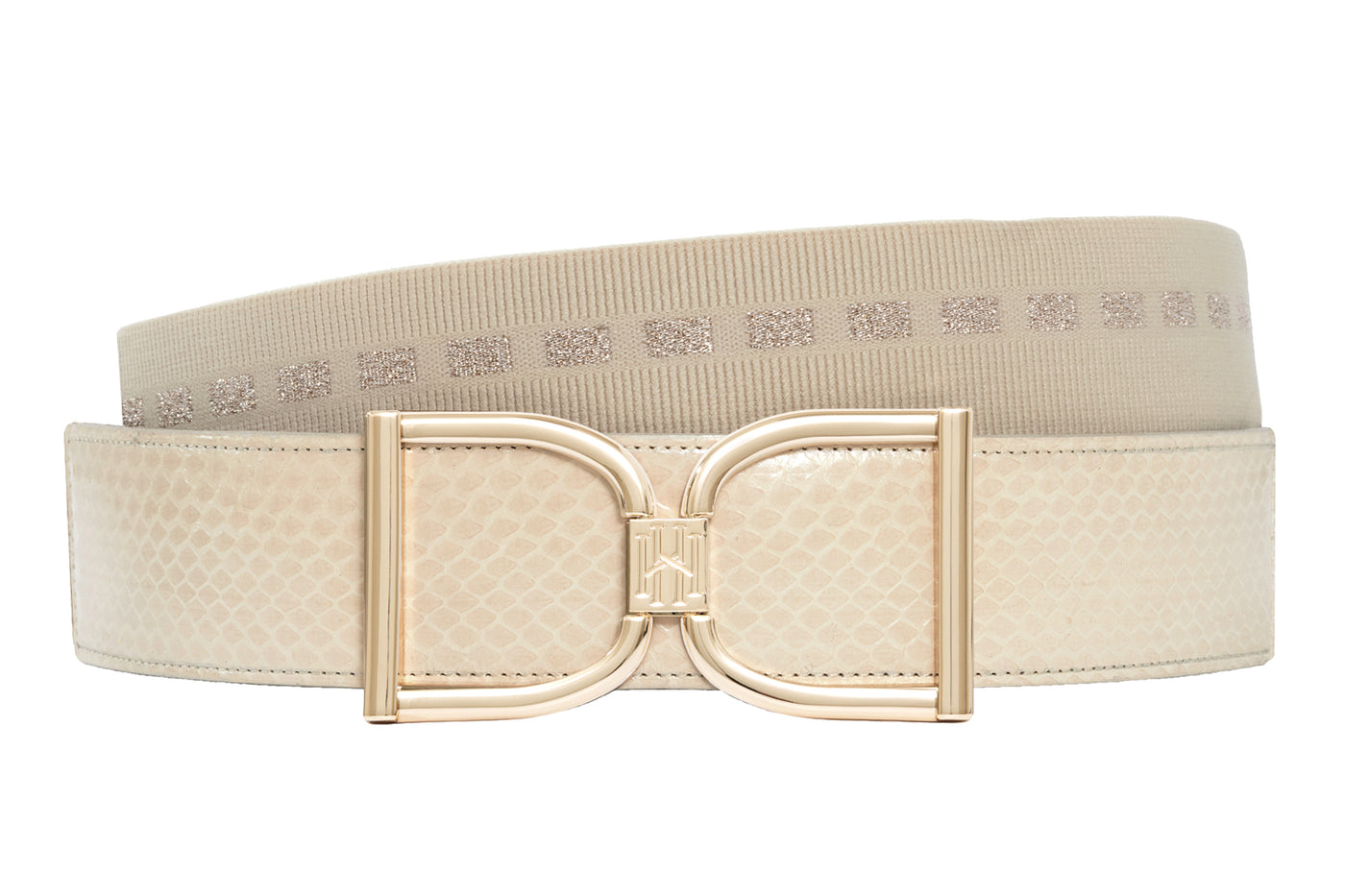 Icon Equestrian Belt - Ivory Snake with Ivory & Gold Stripe - RM