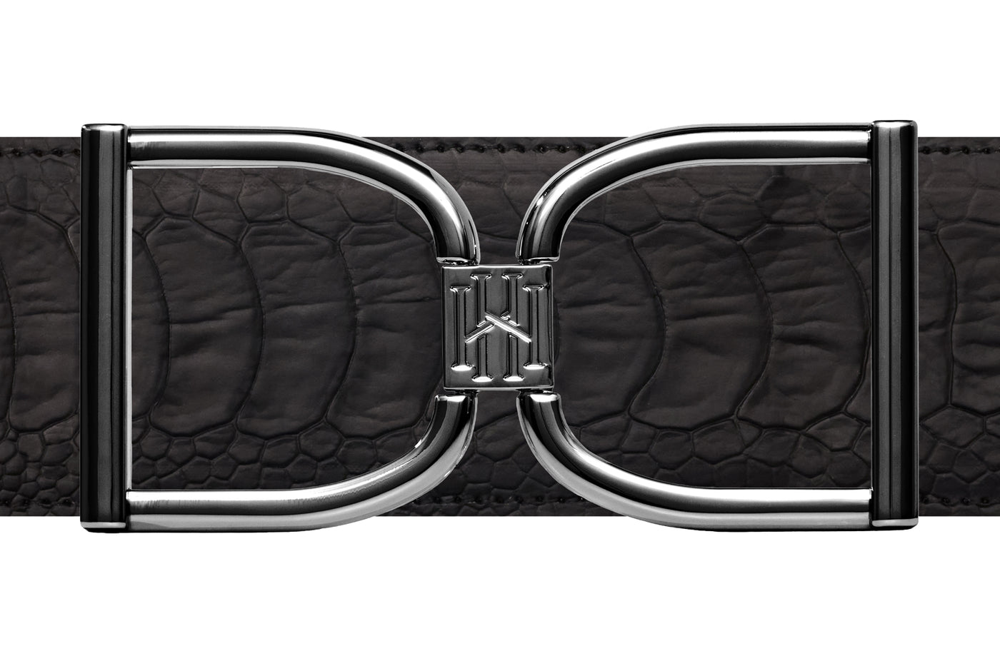 Icon Equestrian Belt - Black Stirrup - Black Ostrich with Black Band - RM