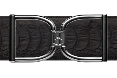 Icon Equestrian Belt - Black Stirrup - Black Ostrich with Black Band - RM
