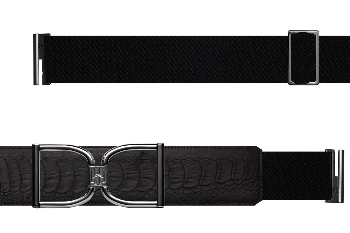 Icon Equestrian Belt - Black Stirrup - Black Ostrich with Black Band - RM