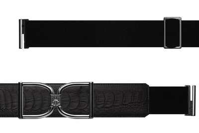 Icon Equestrian Belt - Black Stirrup - Black Ostrich with Black Band - RM