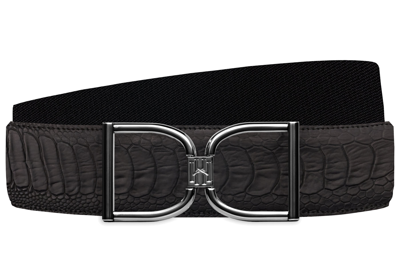 Icon Equestrian Belt - Black Stirrup - Black Ostrich with Black Band - RM