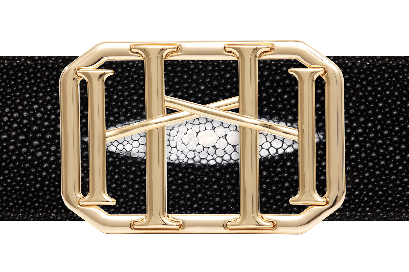 Icon Equestrian Belt - Black Stingray with Black Metallic Stripe - RM