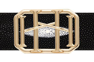 Icon Equestrian Belt - Black Stingray with Black Metallic Stripe - RM