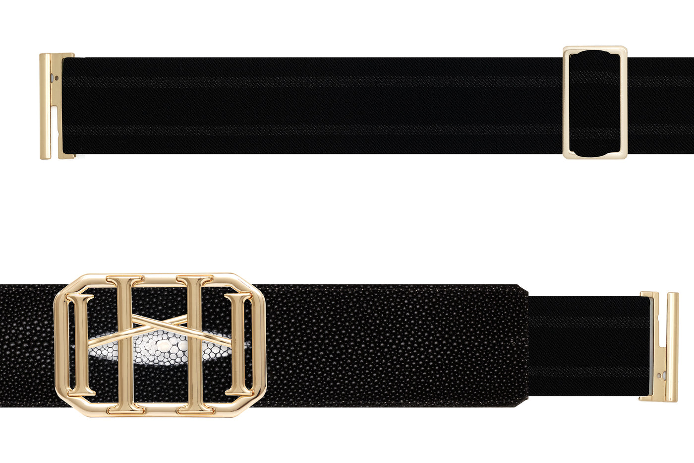 Icon Equestrian Belt - Black Stingray with Black Metallic Stripe - RM