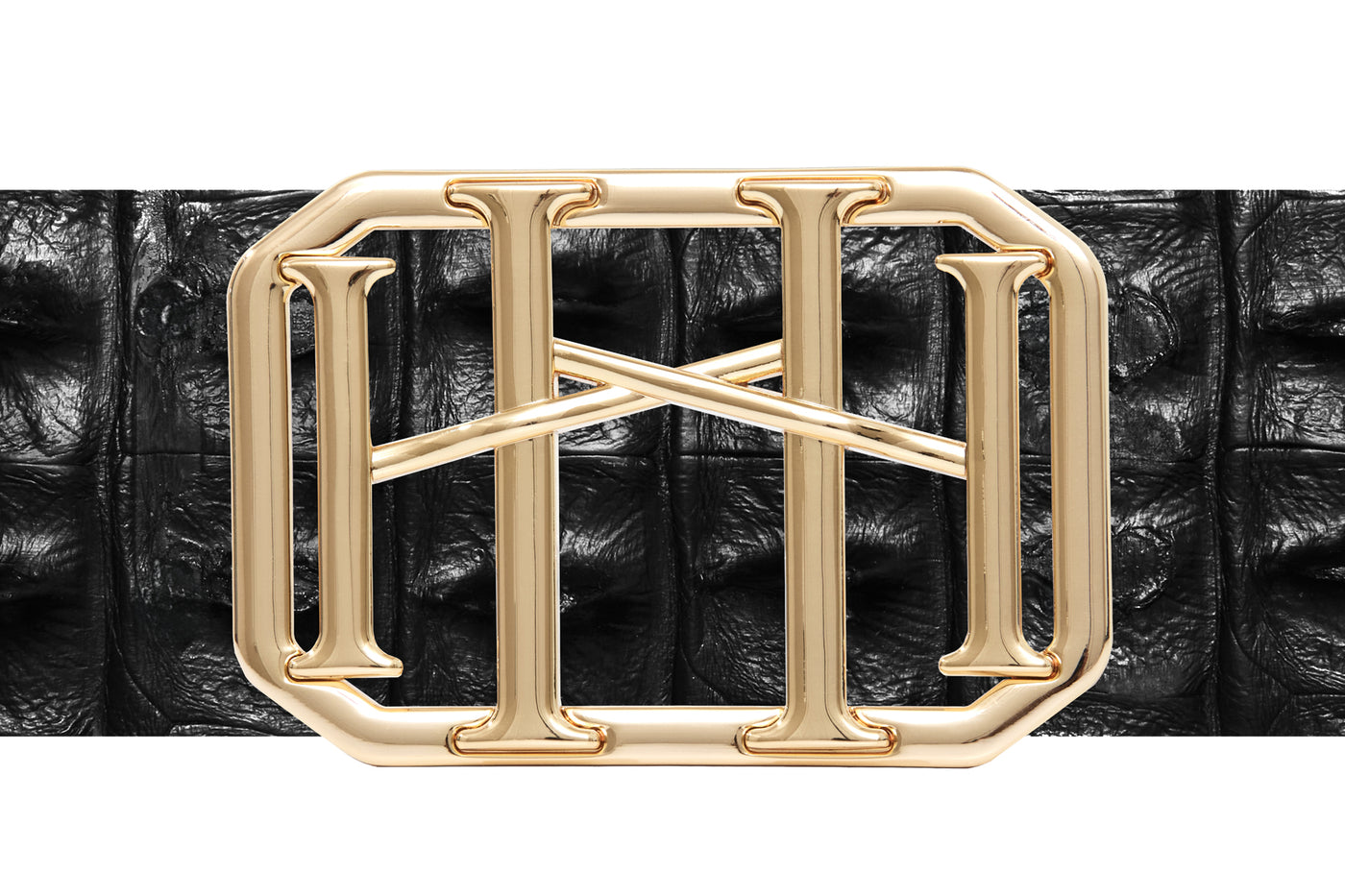 Icon Equestrian Belt - Black Hornback Alligator with Black Band - RM