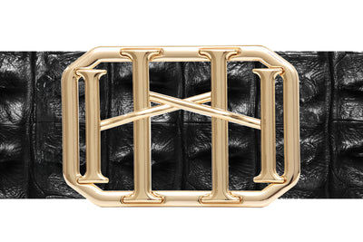Icon Equestrian Belt - Black Hornback Alligator with Black Band - RM