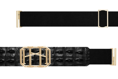 Icon Equestrian Belt - Black Hornback Alligator with Black Band - RM