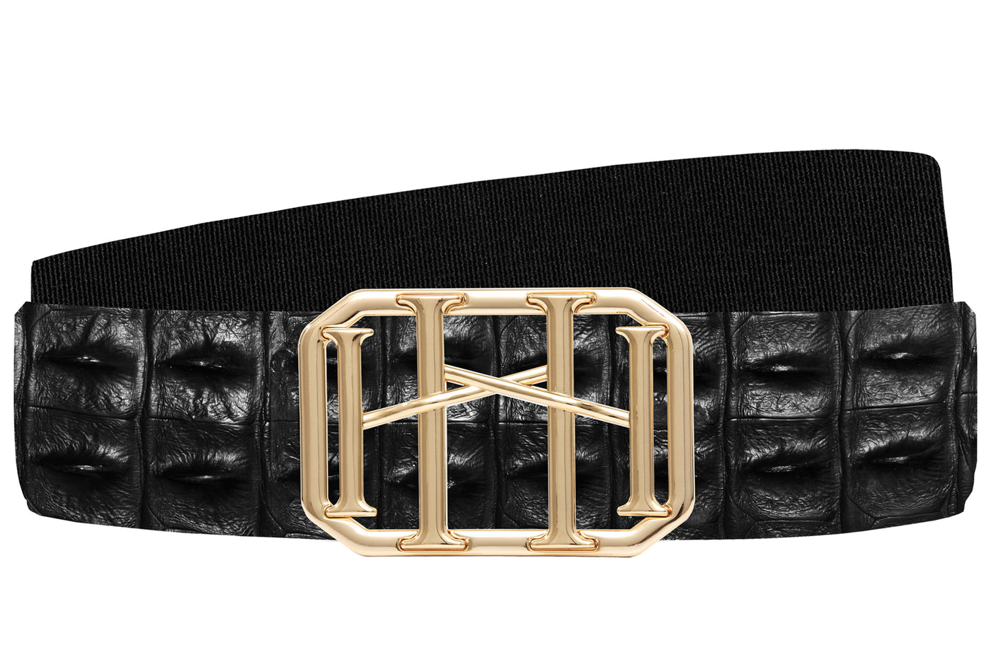 Icon Equestrian Belt - Black Hornback Alligator with Black Band - RM